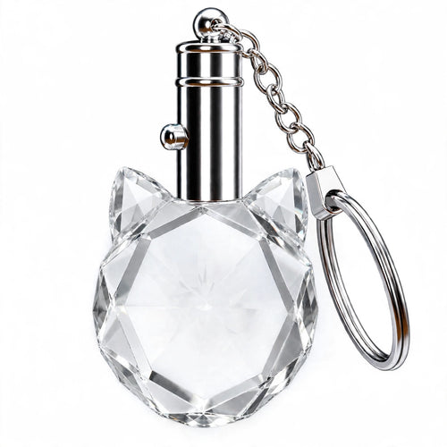 Cat crystal LED keychain