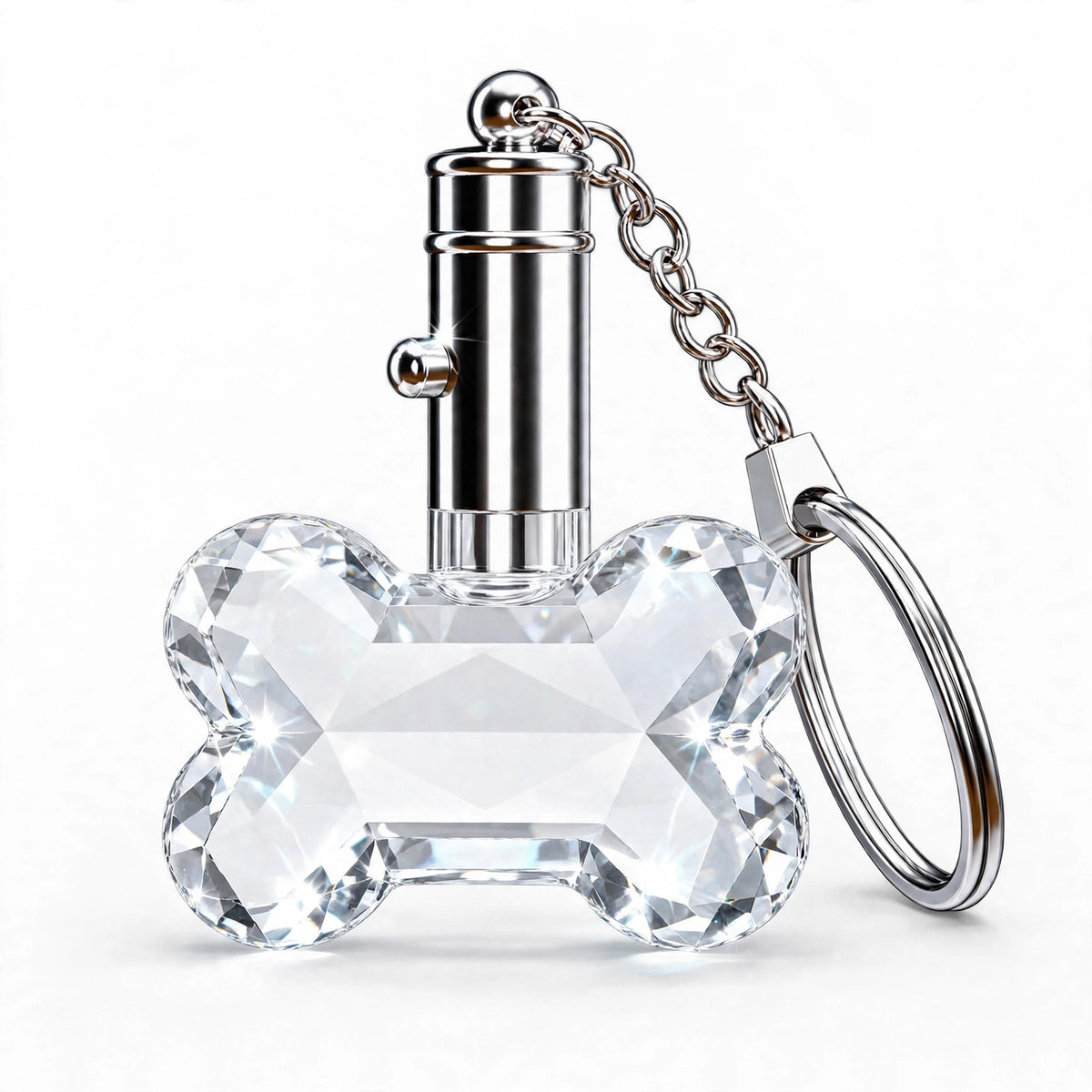 Dog bone crystal LED keychain